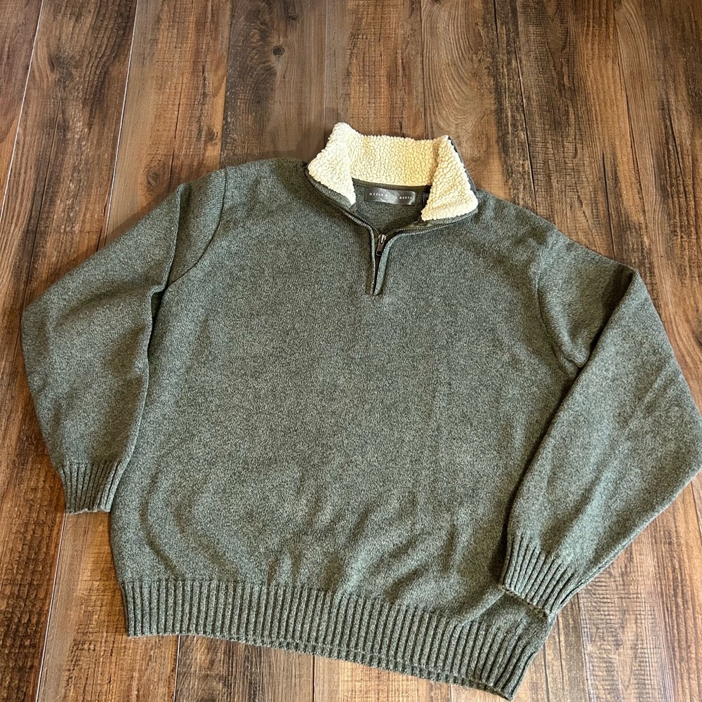 Oscar de la renta Men's Quarter-Zip Sweater olive green sz L